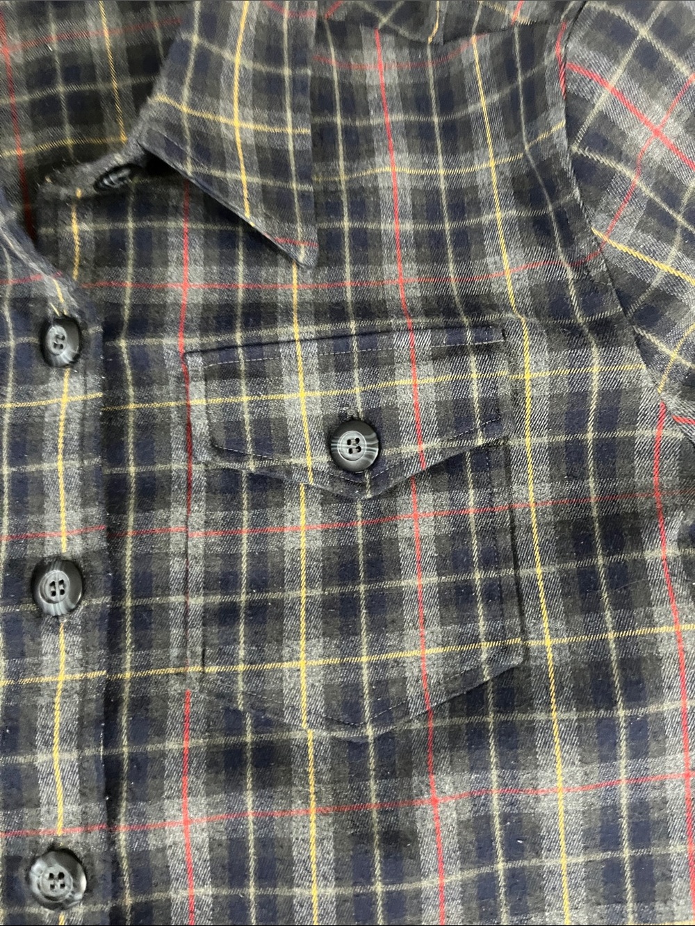Liz Claiborne Plaid Button-Down Shirt - Navy, Brown Sz L Casual Cotton TC0465 - Picture 9 of 10